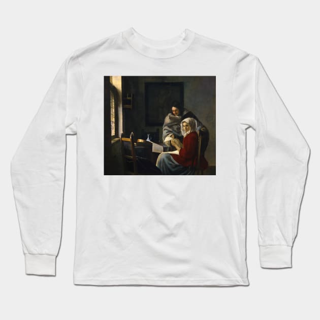 Girl Interrupted at Her Music by Jan Vermeer Long Sleeve T-Shirt by Classic Art Stall